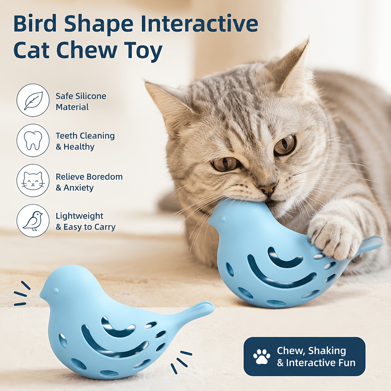 interactive bird shaped cat toy suitable for cats kittens durable chewable dental cleaning teeth with shaking motion anxiety boredom   indoor play for hunting   for breeds Product details 0