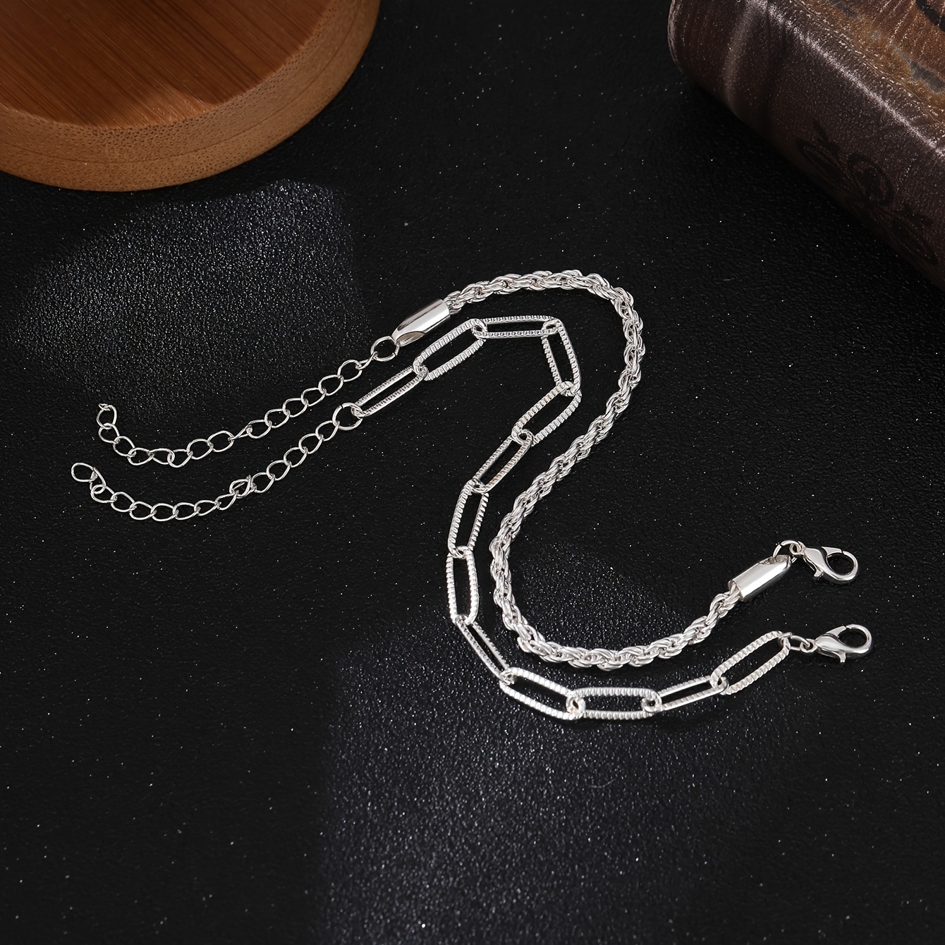 Women's Versatile Embossed Cross-link Cable Chain Stackable Bracelet