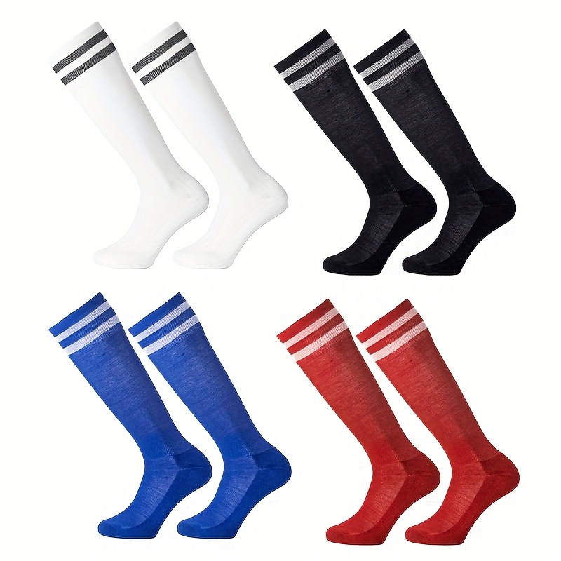 Image of [breathable Football Socks] 4 Pairs Breathable Football Socks | Long Soccer Socks For Boys Girls Youth Junior Running, Training, , Hockey (aged 6-12)