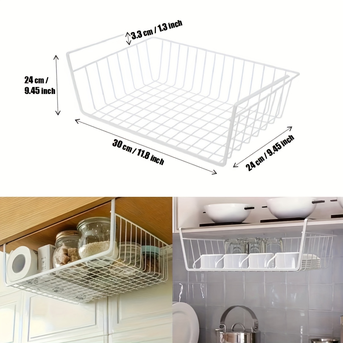 TEMU Metal Storage Organizer Rack, Kitchen Pantry Shelf Cabinet Storage Rack, Under Shelf Basket, Cup, Mug, Wine Glasses Holder Rack. Kitchen Spice