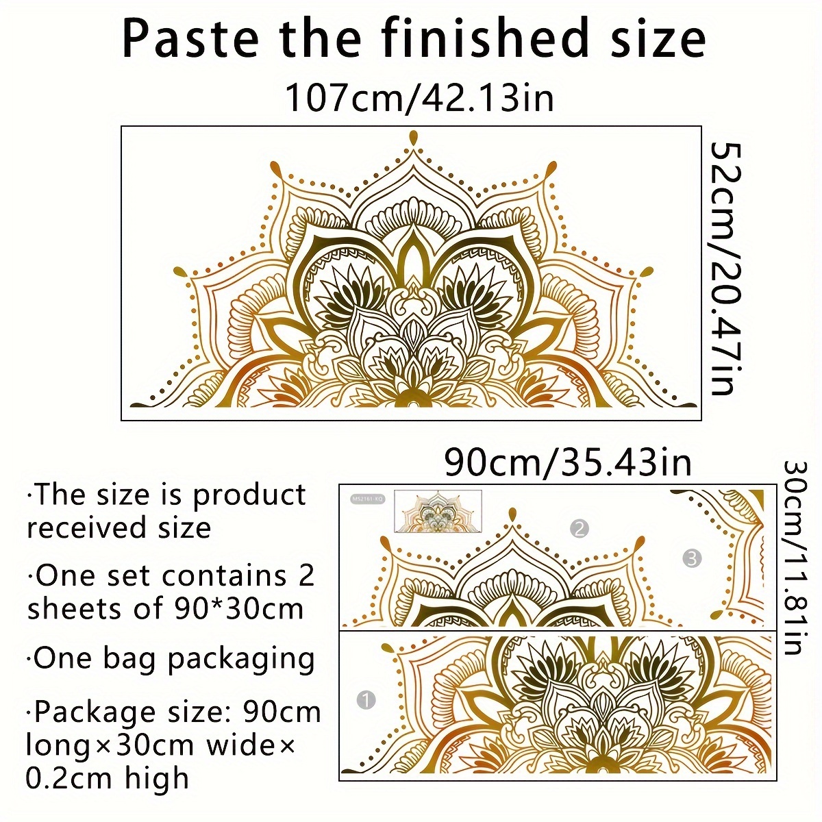 Image of A Set Of 2 (30*90cm*2pcs) Large Mandala Flower Wall Stickers Background Wall Living Room Room Decoration Wall Stickers Self-adhesive Wall Stickers (ms2161-kq)