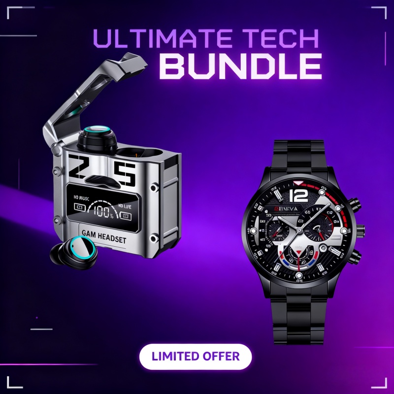 2-in-1 Hot Selling Smart Digital Electronic Gift Includes - Electronic Display Wireless Earphones * 1 Stylish And Exquisite Watch * 1, Suitable for Daily/travel/outdoor Wear, Is The Best Gift for Family And Friends On Christmas And Halloween