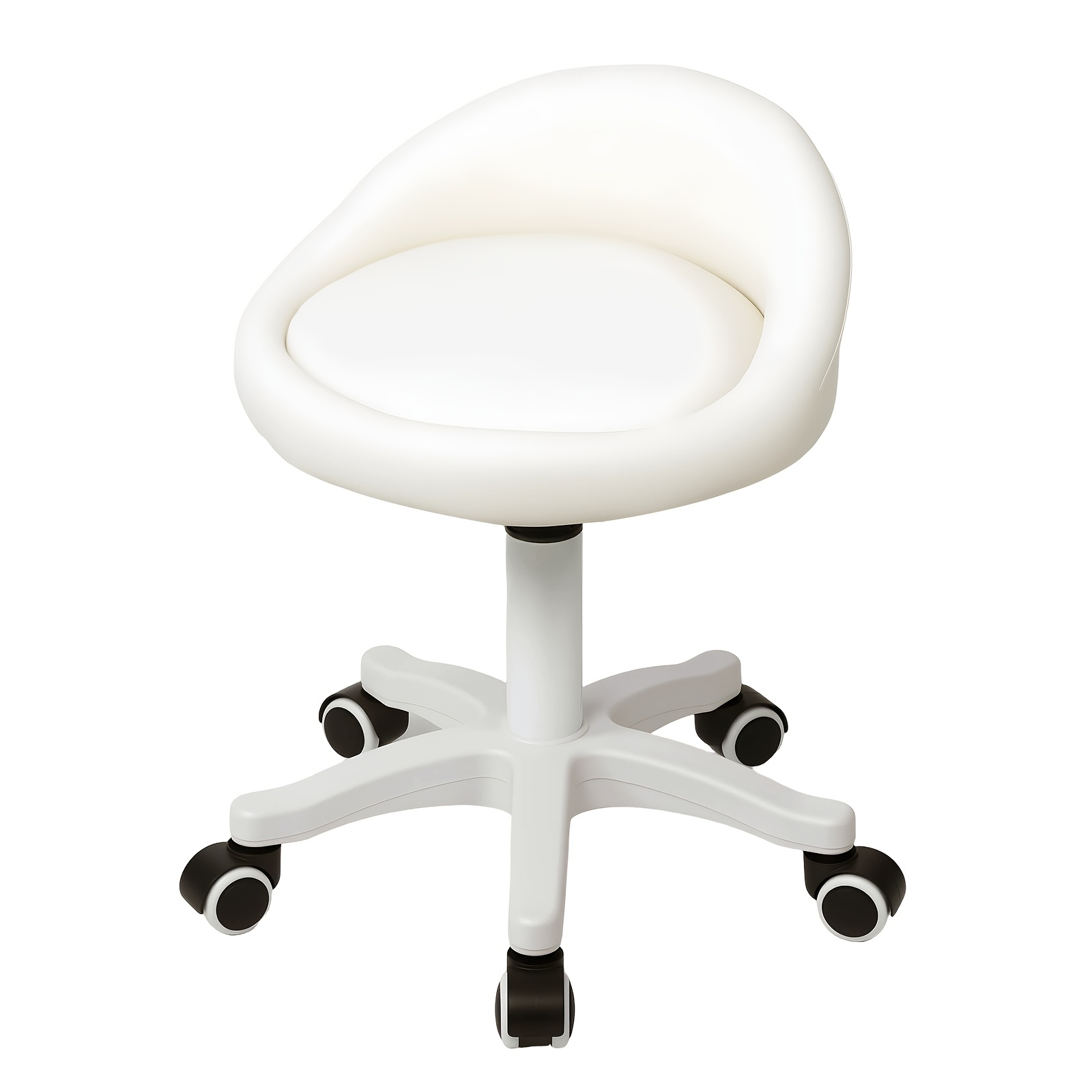 12cm Effortless Height Adjustable Rolling Stool, Office Drafting Chairs, Ergonomic Lumbar Support Back Pressure, Smooth Quiet-glide Casters For , Swivel Chair, For Temporary Home Office And Study