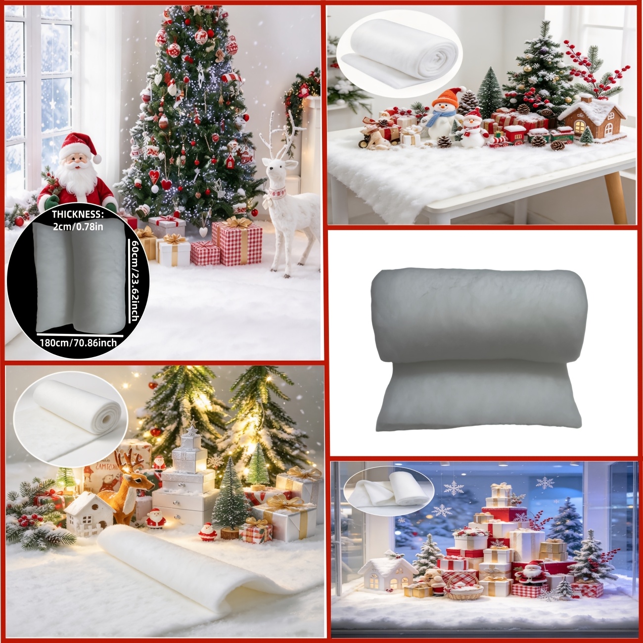 TEMU 1pc Extra Large Christmas Artificial Snow, 180 X 60 Cm / 70.86 .62 Inches Fluffy Snow, Non-shedding And Reusable, Christmas Tree, Suitable For