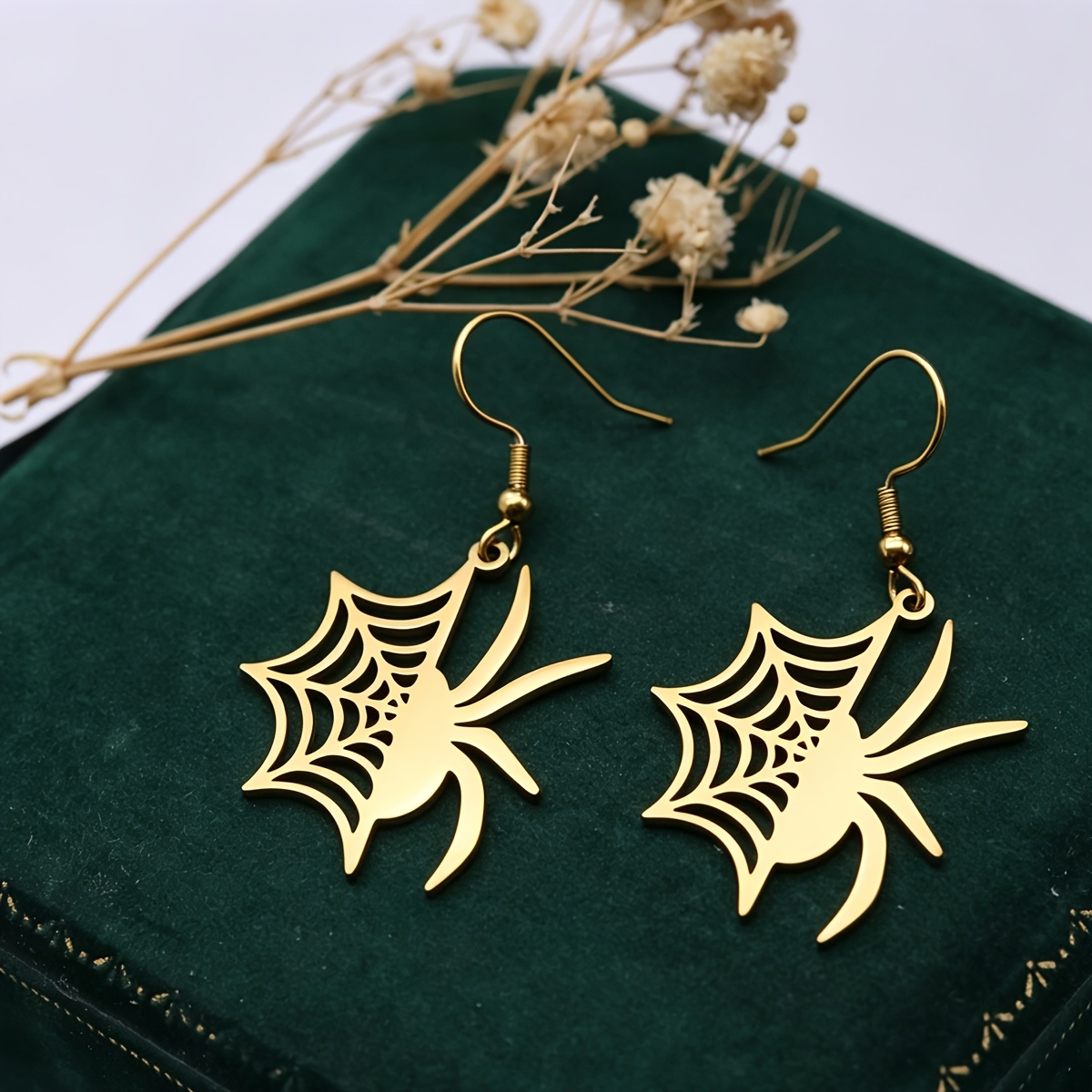 Women's Spider Web Drop Earrings, Gothic Retro Design