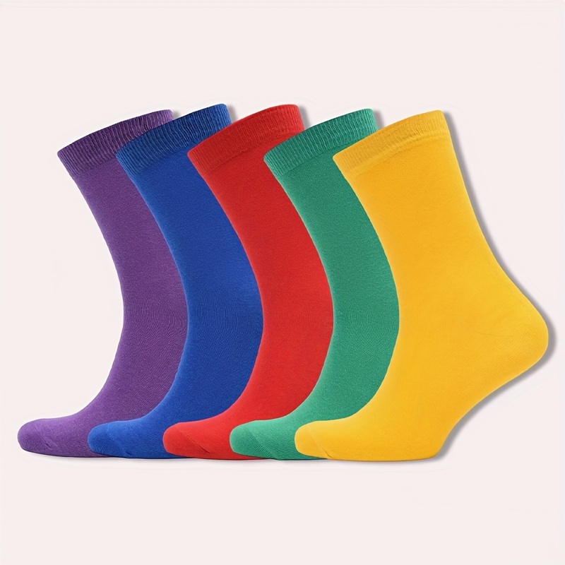 E-shop 5 Paar bunte Mid-Calf Socken, Damen und Unisex, atmungsaktive Socken, warme Socken, lange Socken, Freizeitsocken, Sportsocken, Socken, weich und