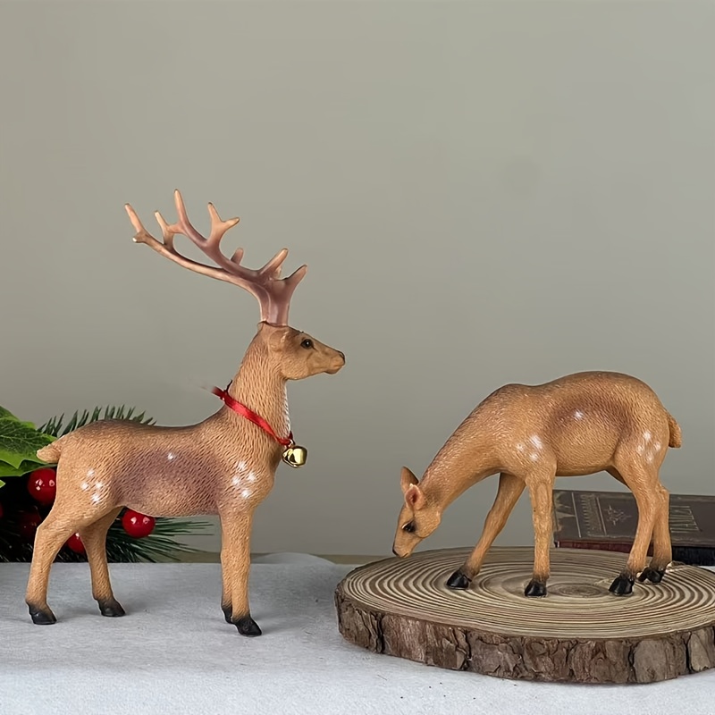 TEMU 1 Pair Christmas Reindeer Statues Ornaments, Suitable For Home Indoor Outdoor Porch Decor Ornaments, For Christmas, Thanksgiving, New Year Home