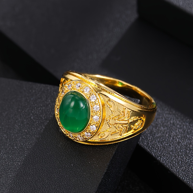 Men's Bold Scorpion Ring, Green Cubic Synthetic Zirconia
