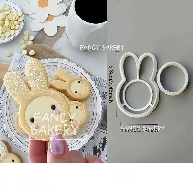 Long Ear Rabbit Cookie Cutter Mold | Plastic Animal Shape Stamp For Baking Biscuits, Ideal For Easter Cake Decoration