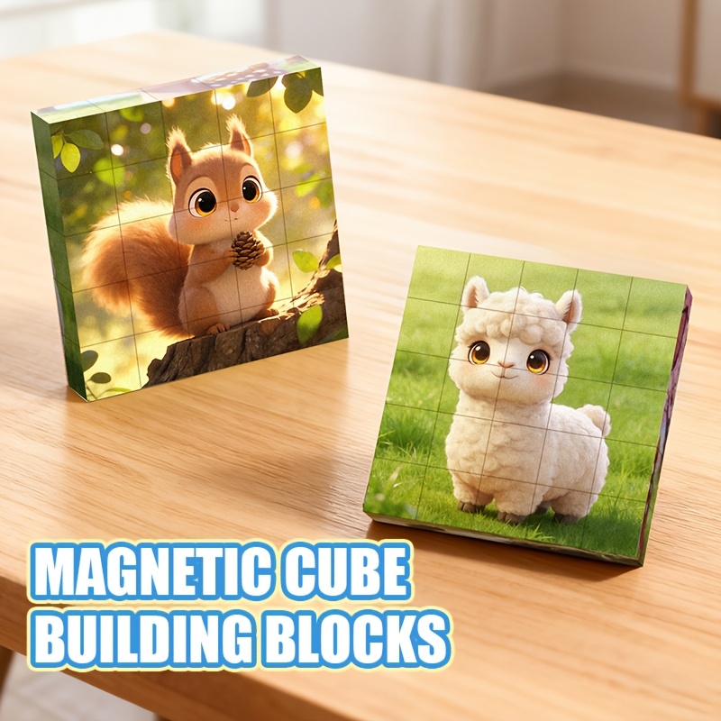 25pcs Magnetic Cubes Animal Patterns Set