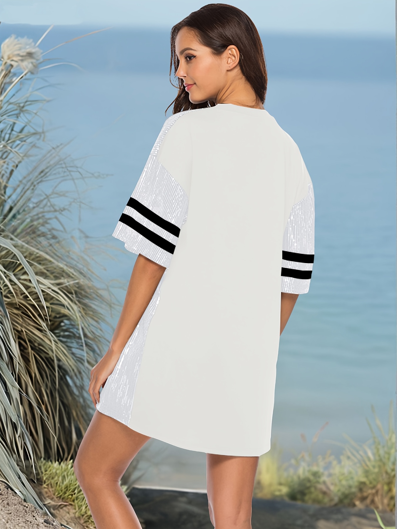 women sequin t shirt dress football jersey - Temu
