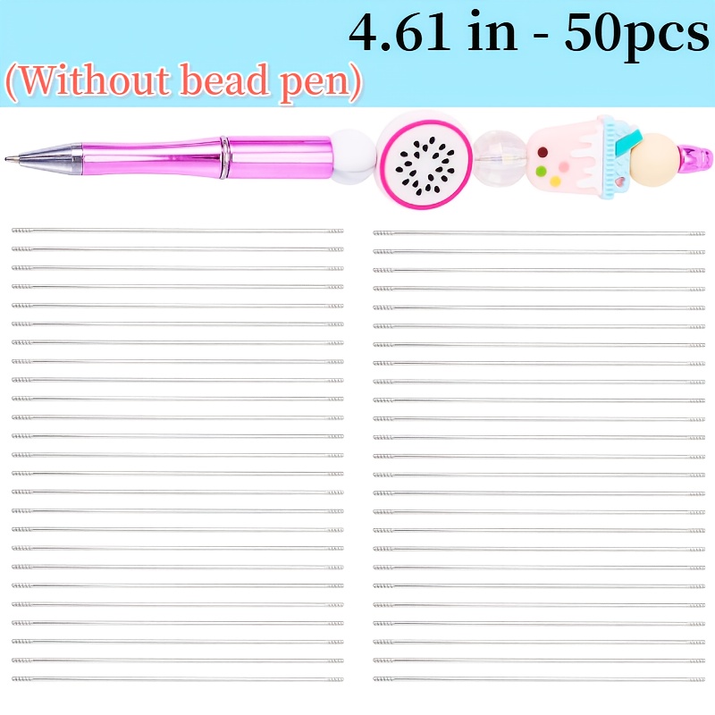 Image of 50pcs Metal Blank Bars For Beadable Pens, Stainless Steel Beaded Rods Replacement Beadpen Bar Extender Parts For Diy Pens Repair Craft Making Supplies ( Without Bead Pen)