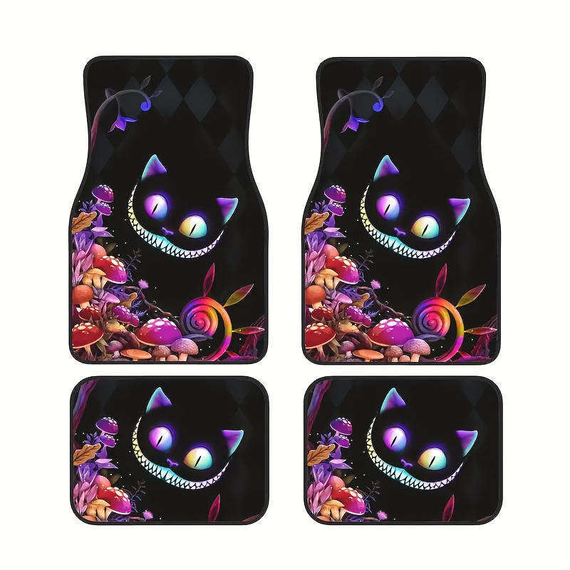 

Universal -piece Car Floor Mats With Cheshire Cat Design - Polyester Fiber, Non-slip, Washable, Vehicle Carpet Protection - Ideal For Cars, , Suvs - Great Gift For Men And Women For Christmas And