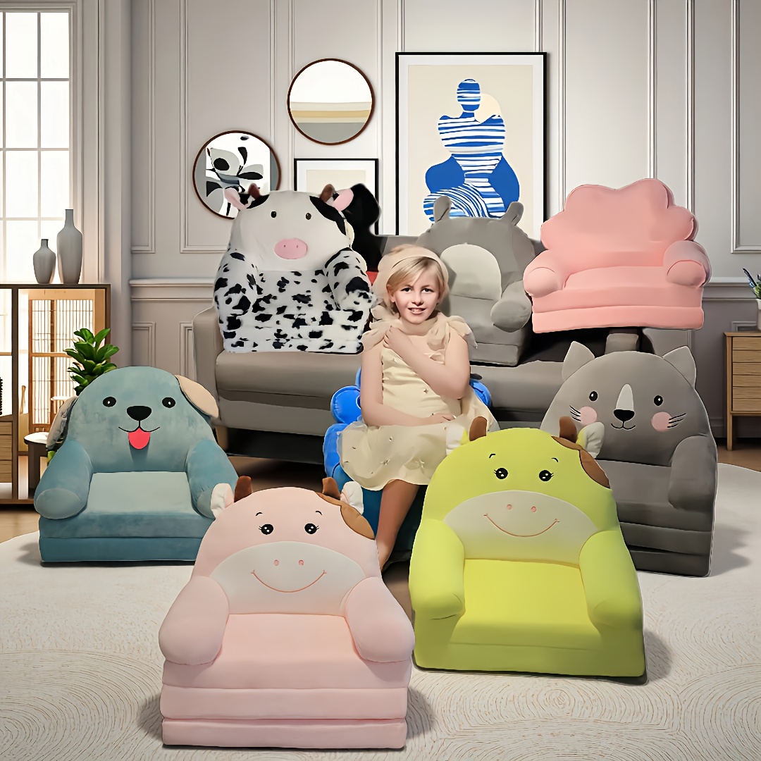 childrens folding sofa toddler stool nursery baby chair cushioned   childrens sofa seat cover plush lazy recliner sofa washable 0