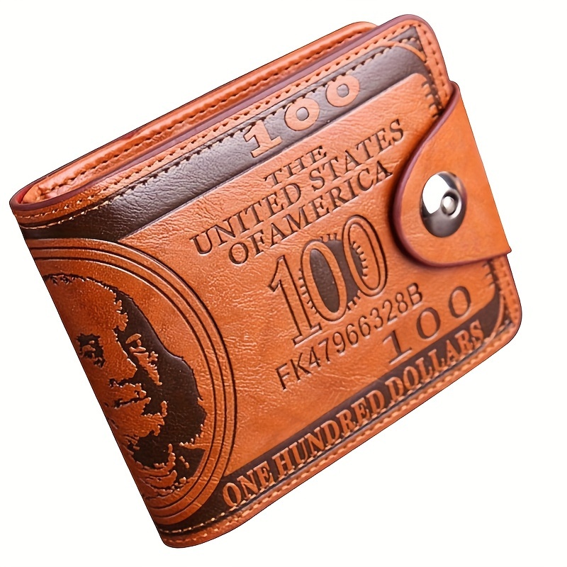 mens   print pu leather wallet street style fashion accessory with snap closure details 0