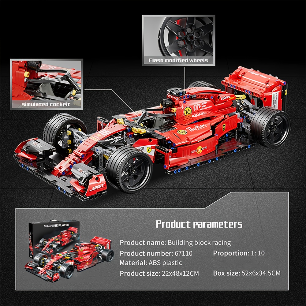 1163 stuks Rode Formule Race Bouwblokken Schaal 1:10! Modulaire bouwblokken