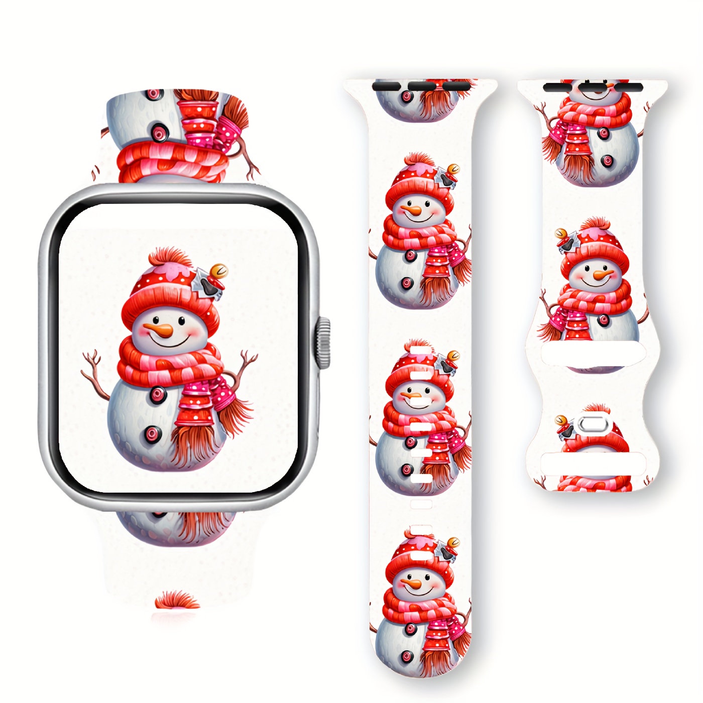 

Christmas-themed Silicone Band For Apple Watch - Soft, Adjustable & For Iwatch 1/2/3/4/5/6/7/se, Sizes 38/40/41/42/44/45/49mm - Gift