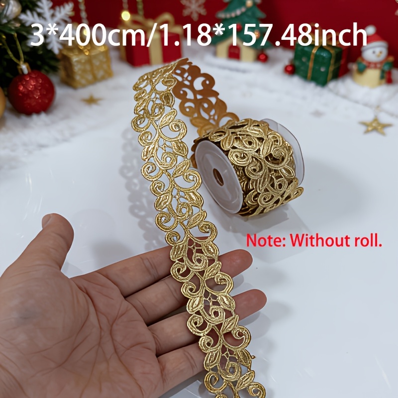 TEMU Cinta con ribete de encaje dorado y plateado de 78.74/157.48 pulgadas – para Navidad, , , fiestas, , manualidades DIY y envoltura de regalos