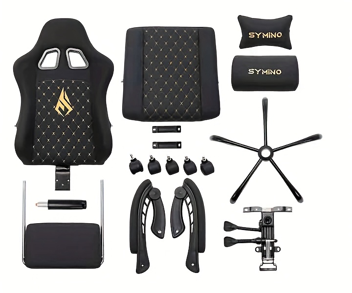 SYMINO Fauteuil de Gaming Ergonomique avec Mousse à Memoire et Lombaire Réglable - Chaise Bureau en Simili Cuir, Pivotante Hauteur Ajustée pour PC/Ordinateur Portable, Compatible Home & Setup Jeu, Décoration de Salle Gaming, Meubles pour la Maison, Home Office, Meubles de bureau, Meubles de Chambre, Gadgets Cool pour Hommes, Cadeaux Informatiques pour Joueurs, PC de Jeu Complet, Meubles de Salle de Jeux, Professionnel, Station Informatique, Chaise de Bureau, Design de Bureau