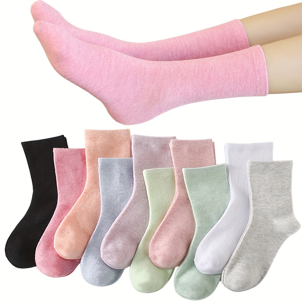 

5-pack Women's Ankle Socks - Thick, Candy-colored, Rib-knitted For Cozy Warmth