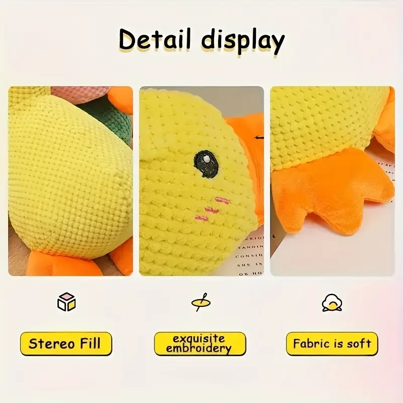 large yellow duck plush toy soft stuffed animal with orange beak gift for birthdays and dog lovers cute stuffed duck design durable stitching details 6