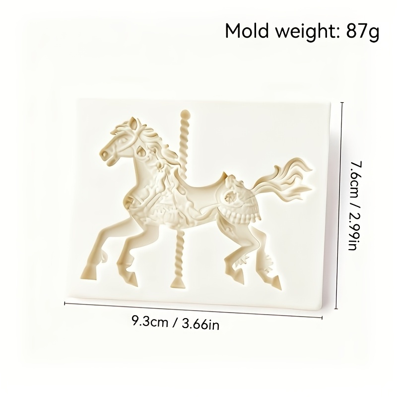 TEMU Resin Silicone Mold 1pc Gray Creative Carousel Candle Mold, Handmade Cartoon Carousel Birthday Candles, Birthday Card Props, Suitable For Clay.