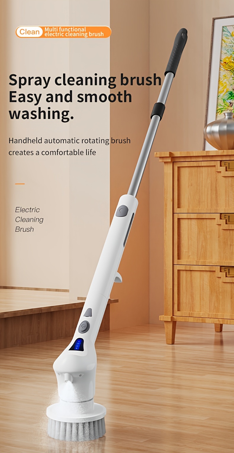 sprayable electric rotating cleaning brush electric cleaning brush wireless cleaning brush ip56 waterproof with 9 replaceable brush heads 9 in 1 with extended handle suitable for toilets bathrooms bathtubs tiles floors wooden floors cars details 0