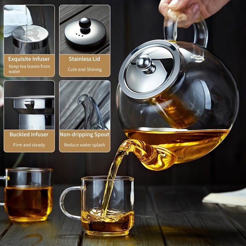400/800Ml Glass Teapot with Stainless Steel Infuser