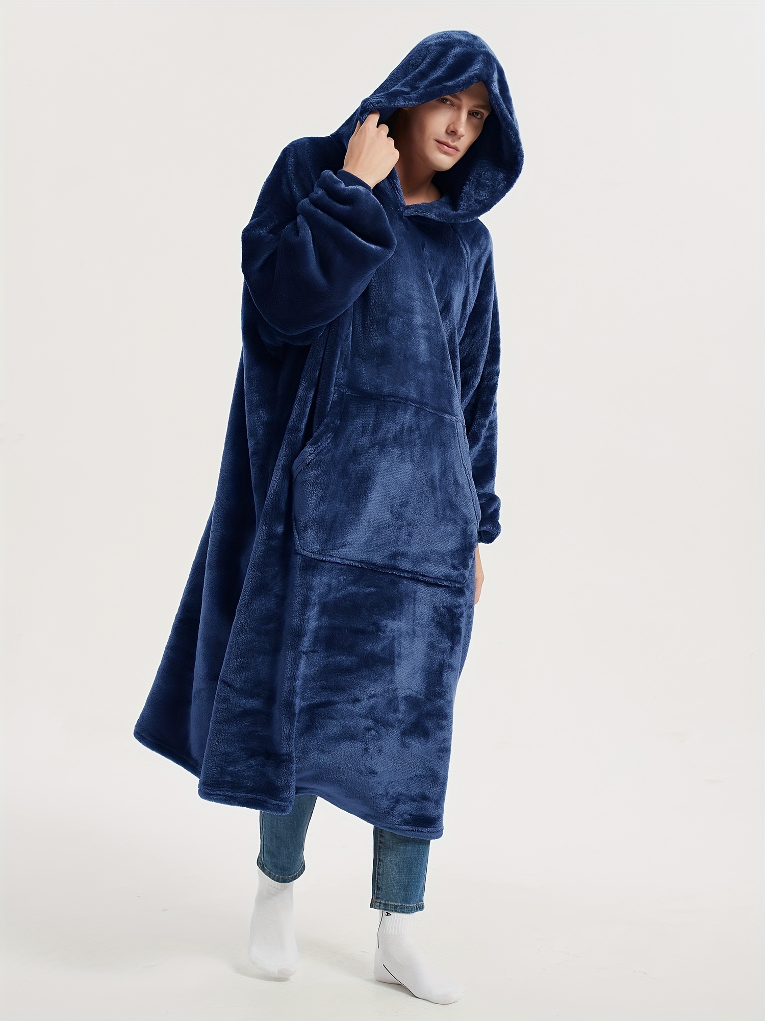 herren extra lange flanell kapuzenbademantel – weicher Temu
