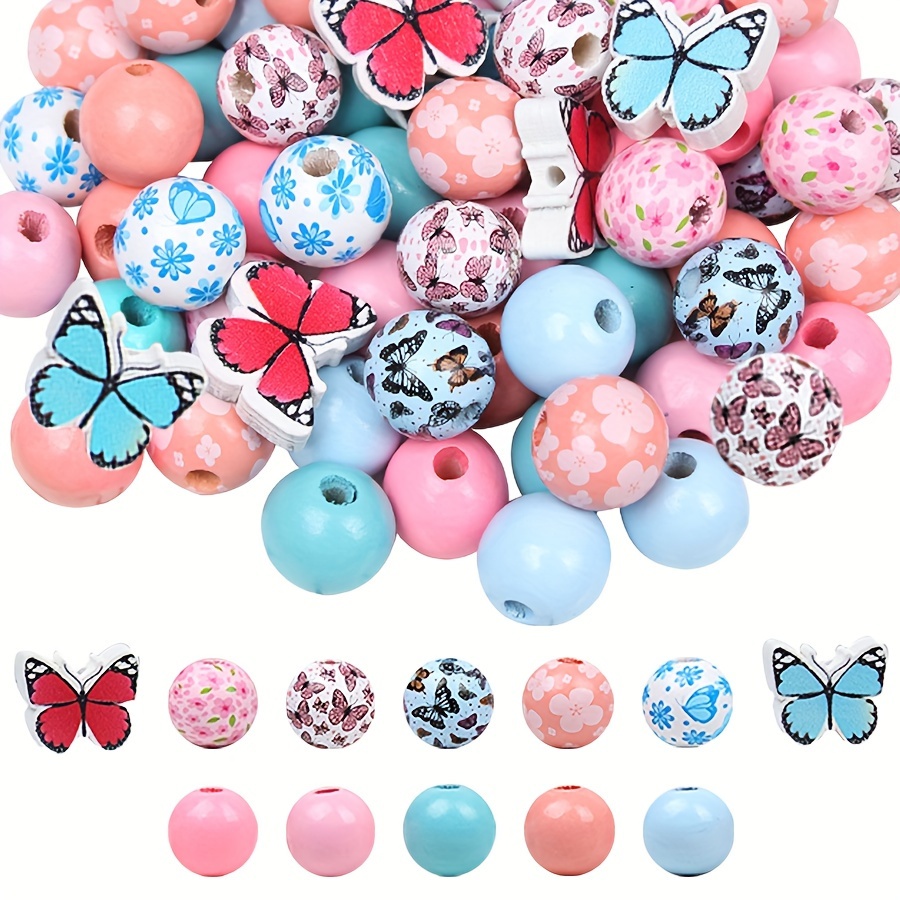

85 Pcs, Wooden Beads Set, 16/20mm, Colorful Spring Series Wood Beads, For Making Keychain, Beading Pen Beading Ornaments Diy Making Accessories