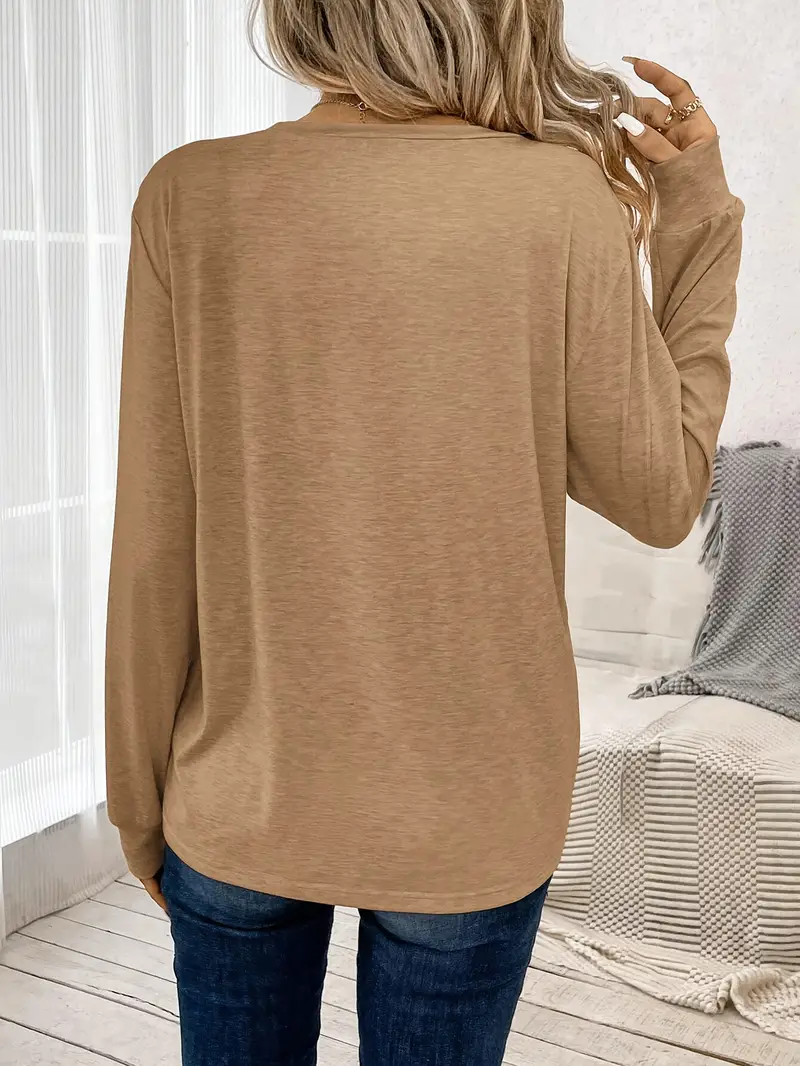 solid color crew neck t shirt casual long sleeve t shirt for womens clothing Product details 12