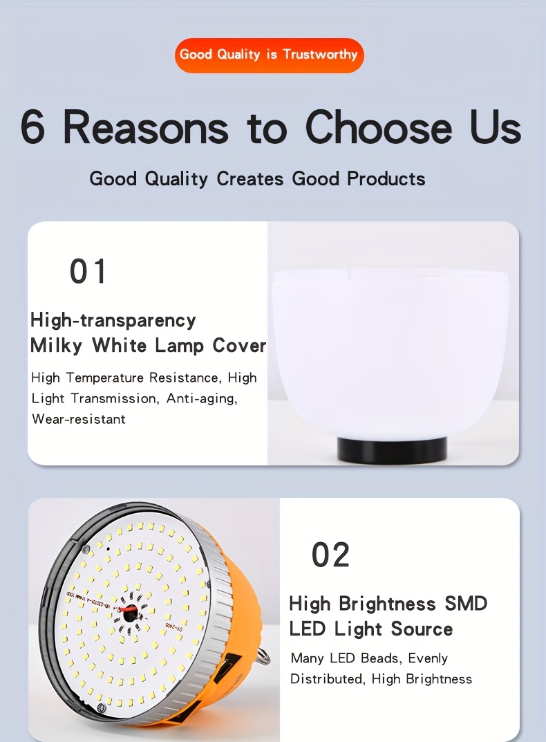 rechargeable led camping lantern camping essentials long lasting 4   camping   bank lantern flashlight for camping emergency power outages Product details 9