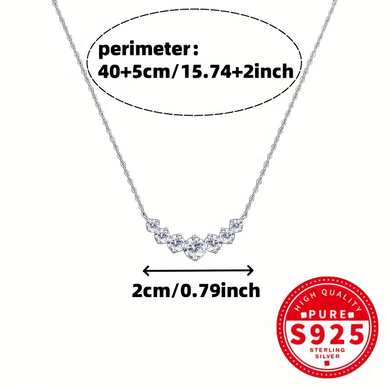 Women's Clustered Necklace with 7pcs Cubic Zirconia, Elegant Design