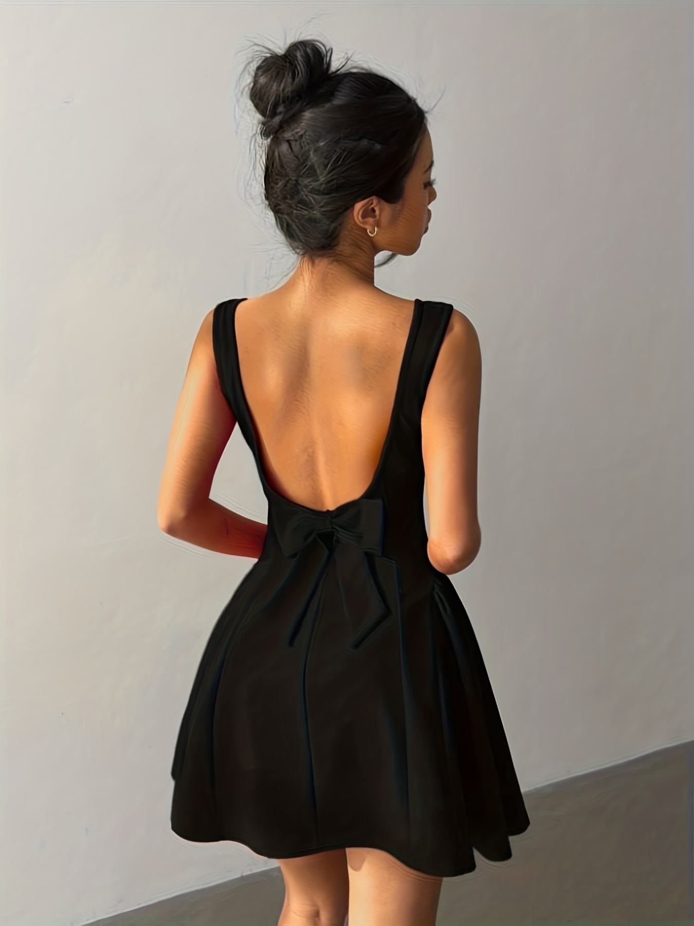 black prom dresses with slit Simple A line Strapless Sleeveless Black Prom Dresses Slit Knee Length –  PreppyDress main image 0