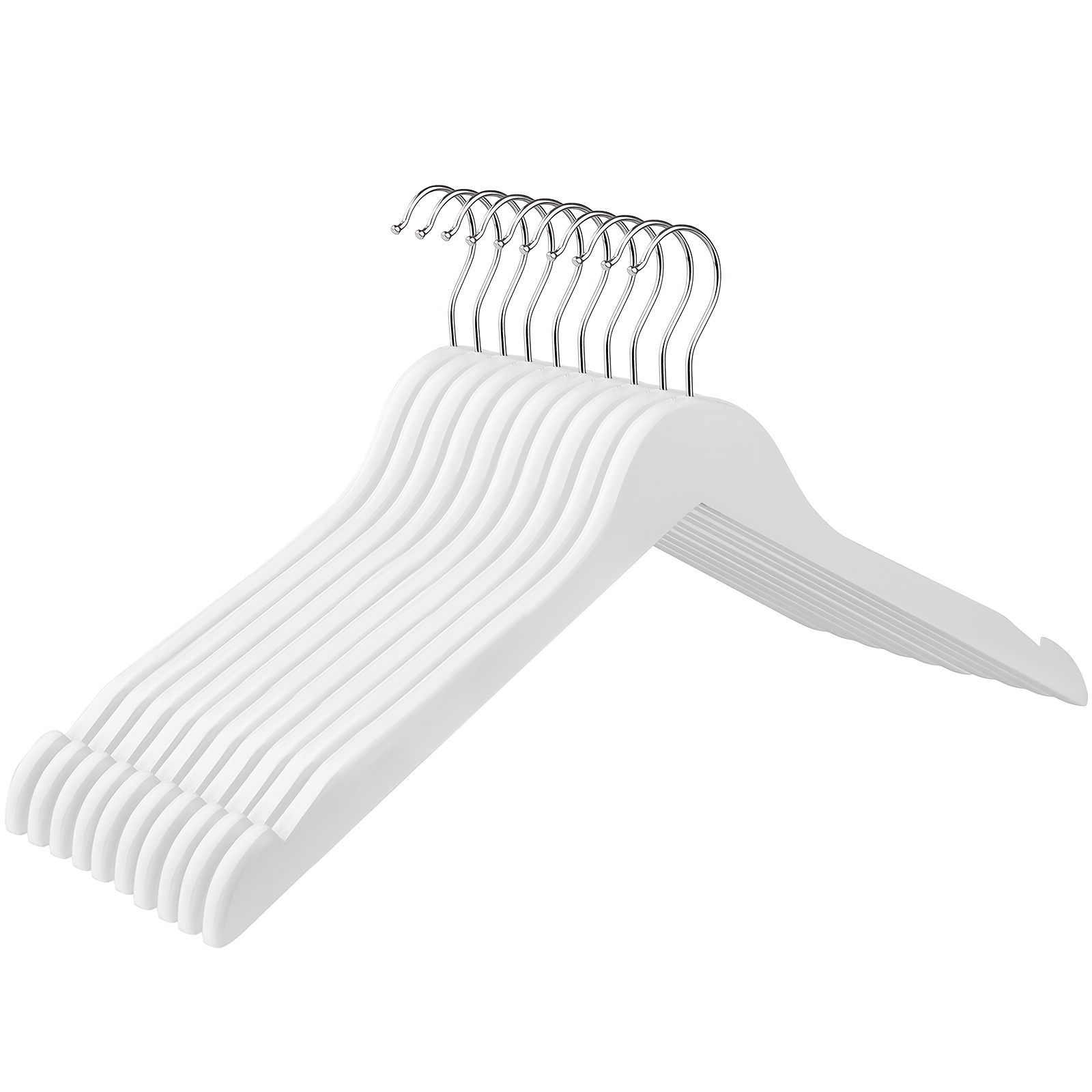 Image of Set Of 20 Sturdy Wooden Hangers Featuring Notched Shoulders, -degree Swivel Hook, And A Non-slip Design For Garments