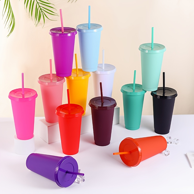 

10-pack Ppsu Plastic Tumblers With Straws, 24oz, Assorted Colors, Reusable Cups For Home, Office, Outdoor Use