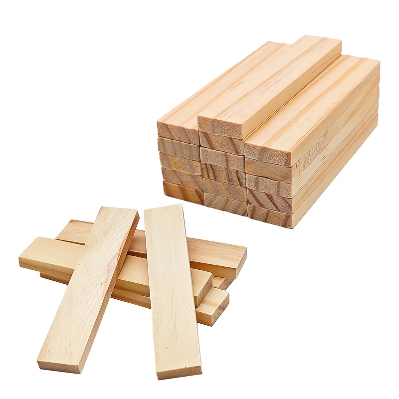 

50pcs Unfinished Wood Craft Blocks, Wooden Sticks For Diy Projects, Crafting, And Construction