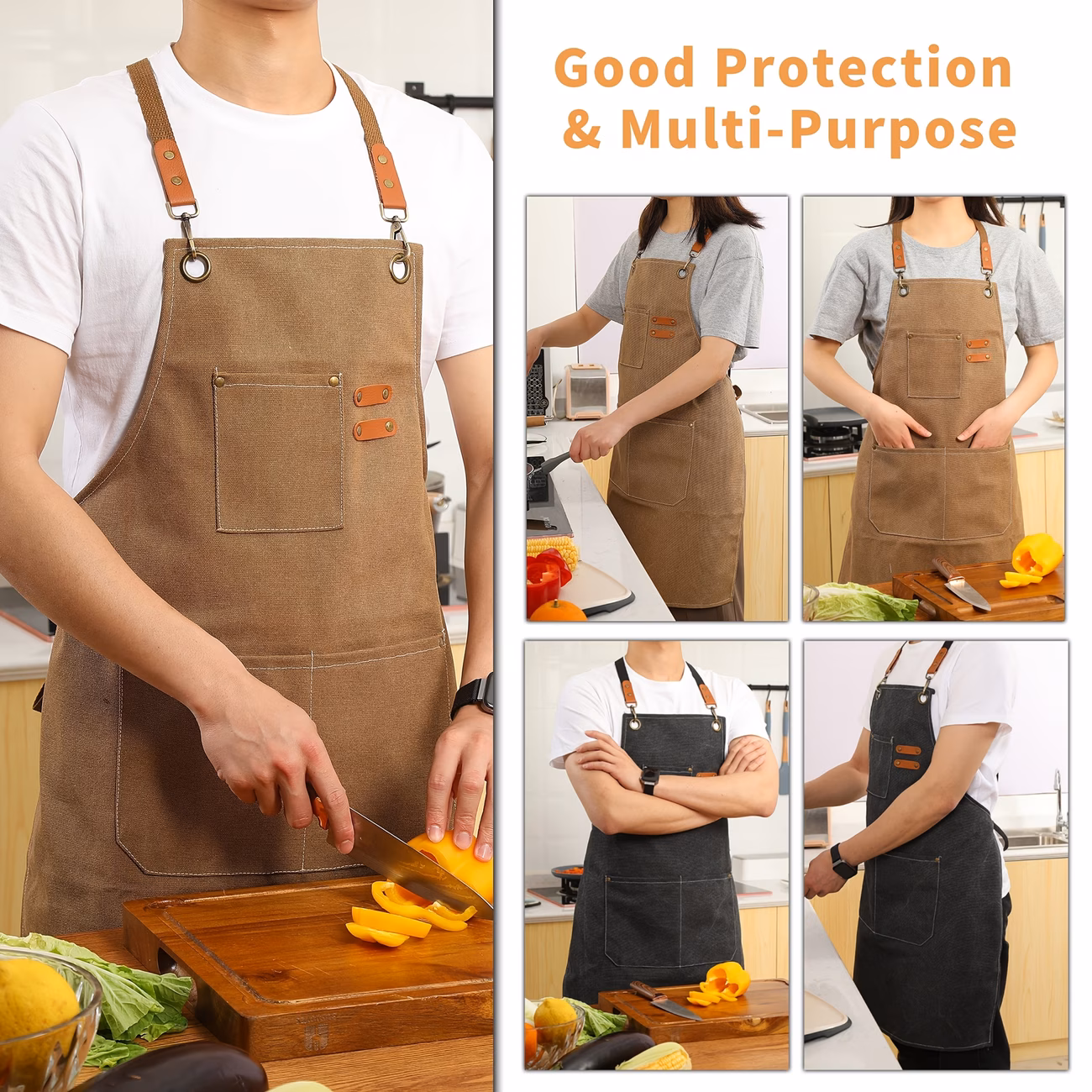 sturdy and waterproof canvas work aprons for men and women featuring adjustable cross straps essential kitchen aprons are perfect for heavy duty tasks in shops suitable for mechanics technicians carpenters Product details 12