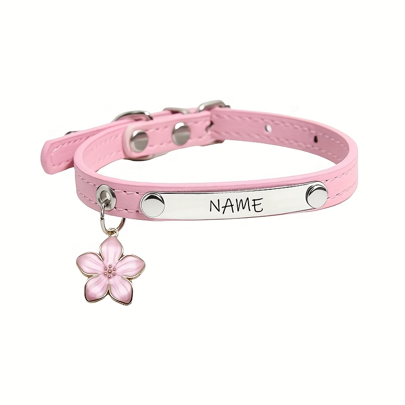 TEMU 1pc Personalized Customizable Name Cat Collar - Engravable Name And Phone Number, Anti-lost Id Dog Tag, Durable Pu Leather, Custom Pet Tag,