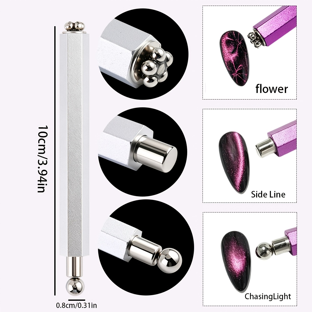 3-in-1 Double-Headed Hexagonal Cat-Eye Nail Magnet Tool