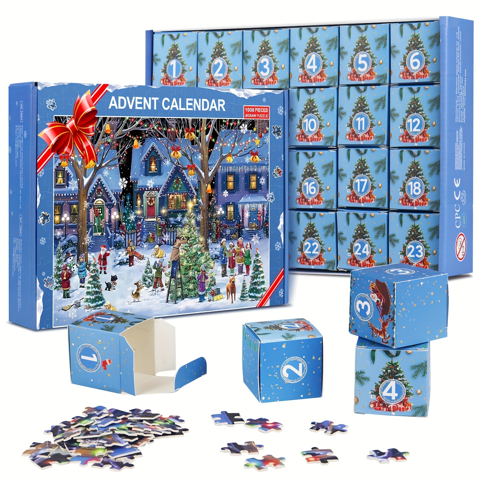 

Contemporary Christmas Village Advent Calendar Puzzle - 1008 Piece Jigsaw Countdown For Adults And Kids 14+, 24-day Holiday Family Game Activity