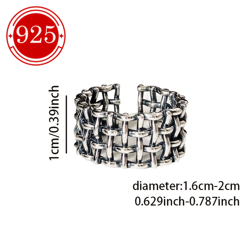 925 Silver Vintage Inspired Wide Face Crossweave Ring for Women