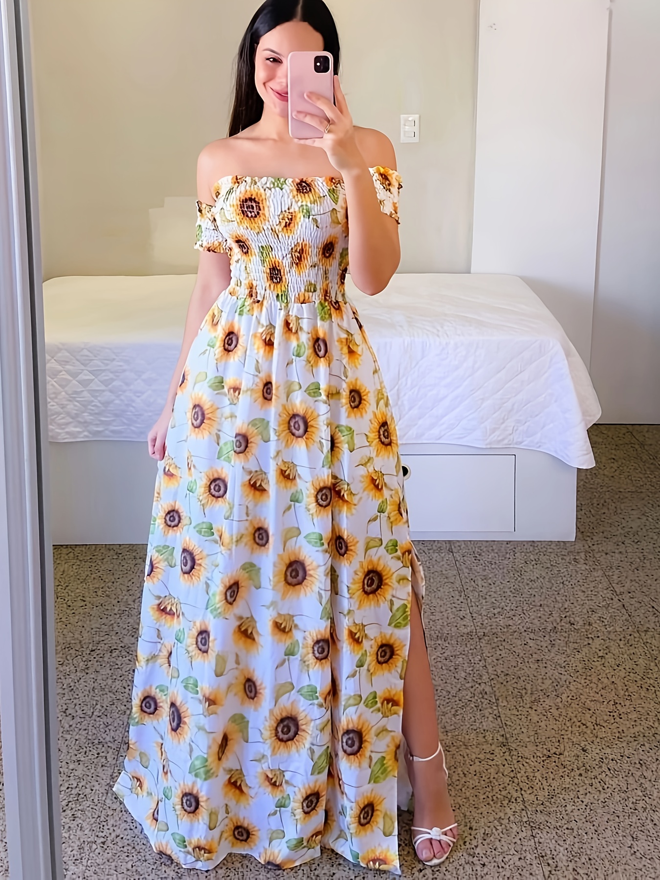 ワンピース Sunflower-Printed Midi Dress 00317ED2-7147-4A24-9C5A-