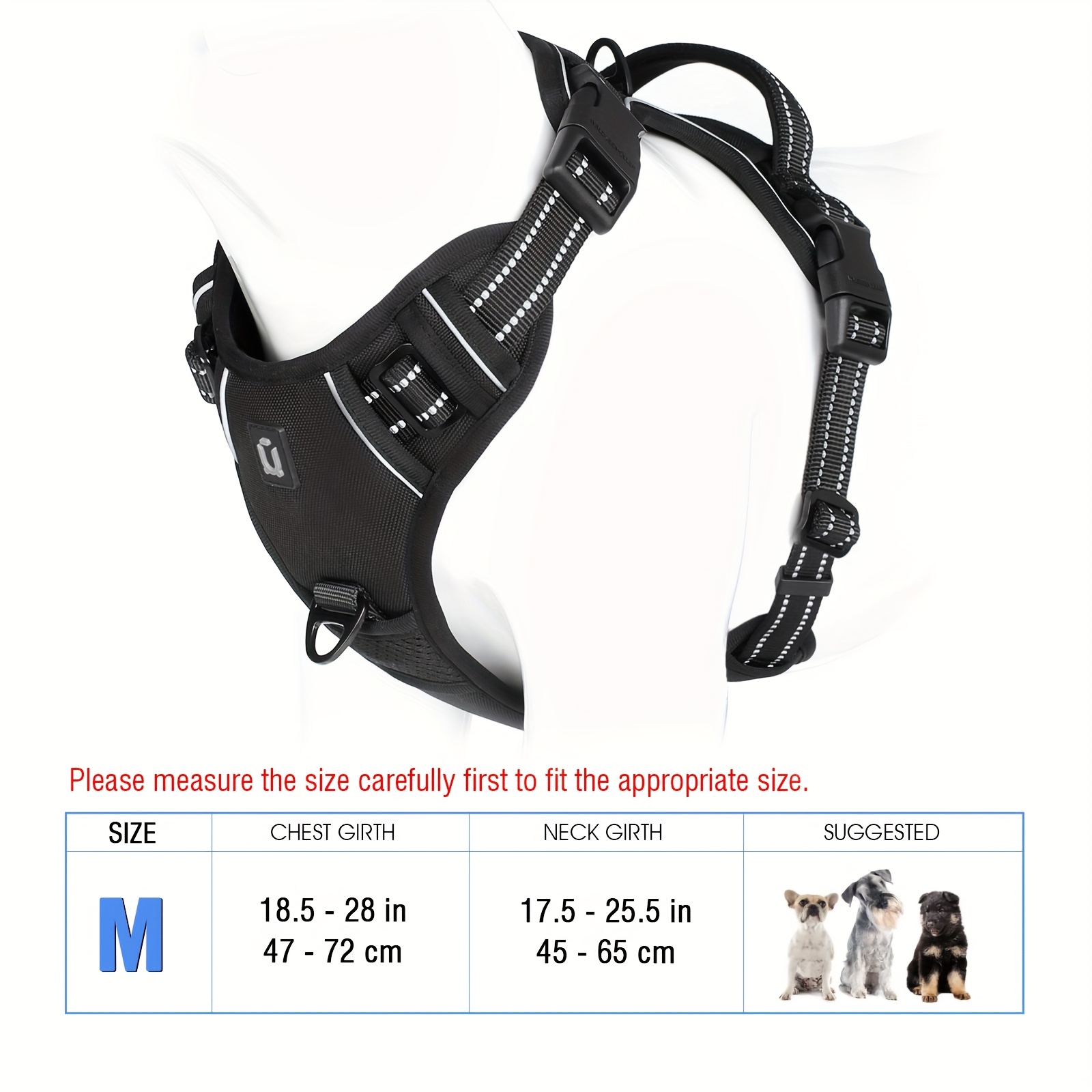 Reflective No-pull Dog Harness With Handle For Easy Walking And Training
