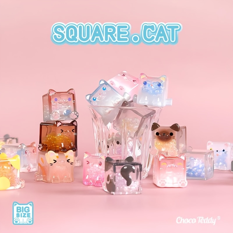 

Fayedoqee 3-pack Square Cat Blind Box Figurines - Big Size Pvc Anime Cat Statues For Desk, Office, And Room Decor - Ideal For Birthdays, Halloween, Christmas, New Year