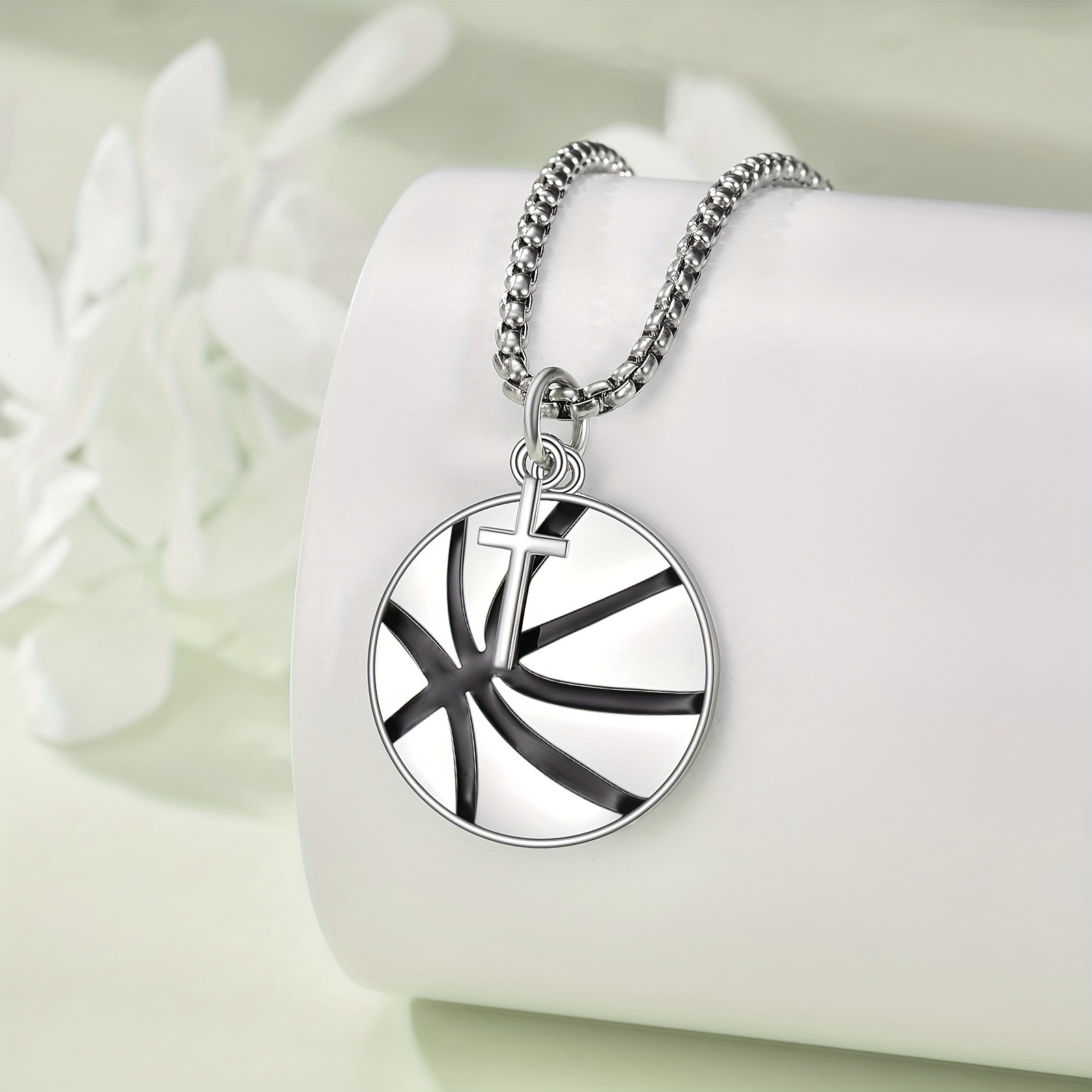 sterling silver necklace a basketball pendant symbolizing Temu