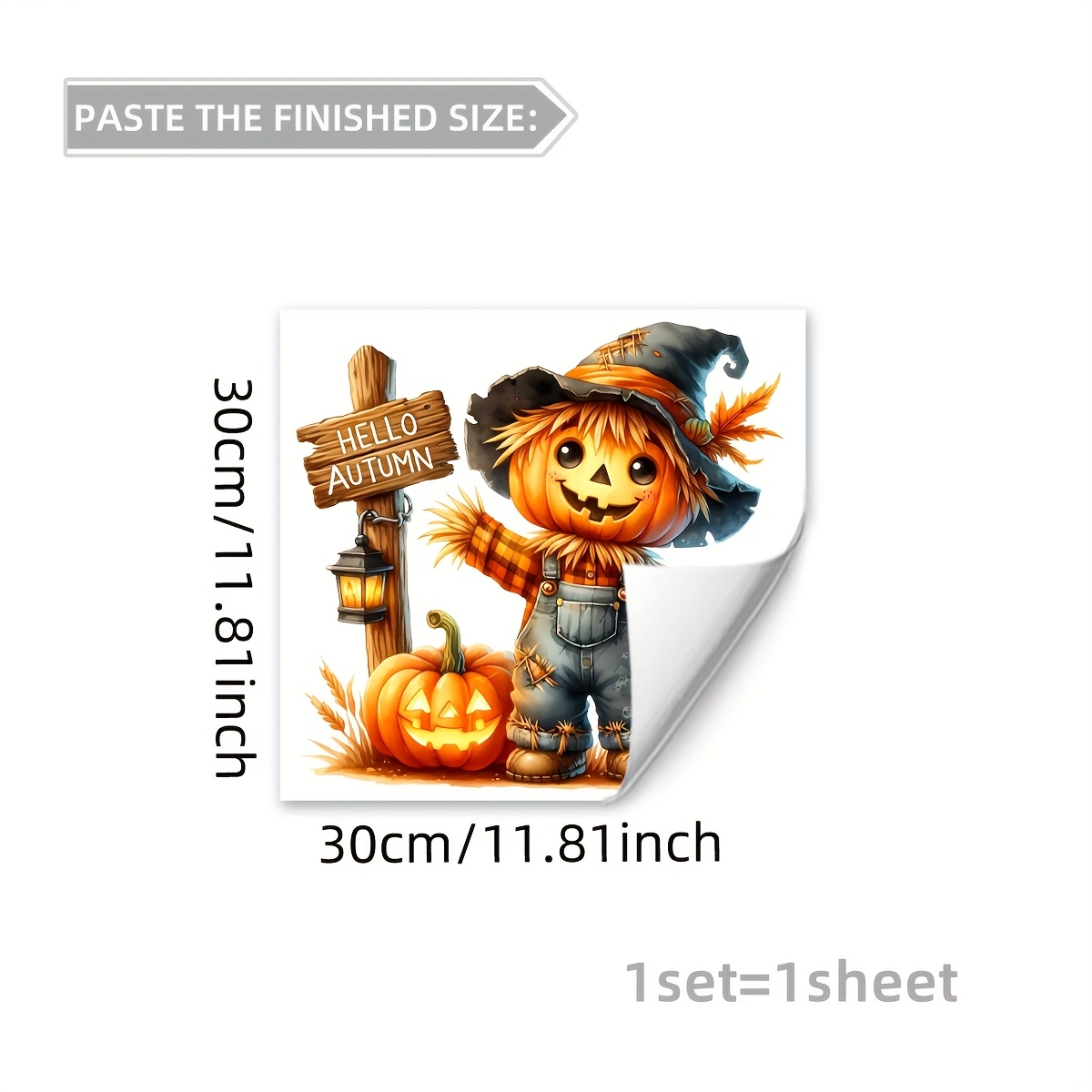 Image of 1 Sheet Of (30 * 30cm) Electrostatic Adsorption Halloween Fall Pumpkin Atmosphere Modern Decoration Bedroom Living Room Balcony Window Glass Stickers Window Stickers Double-sided Visual Pattern