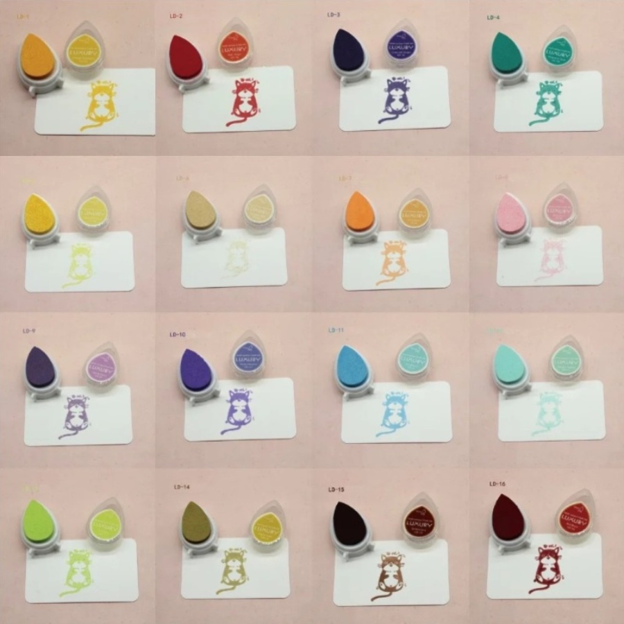 15pcs Assorted Color Droplet Pigment Sticky Matte Ink Pads