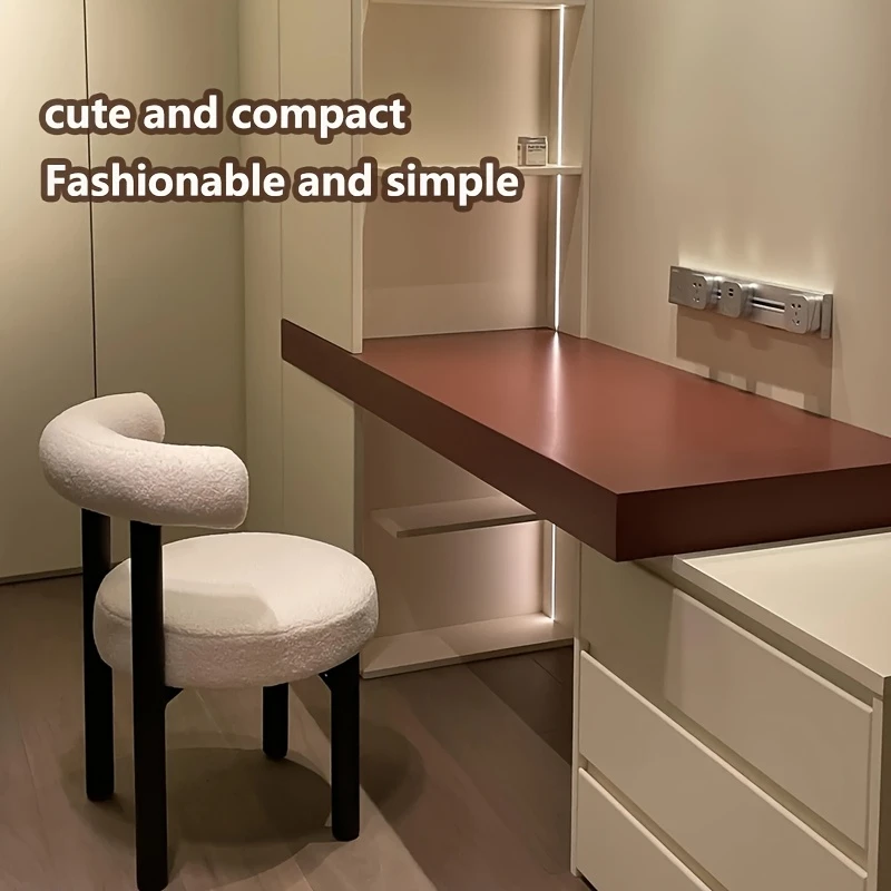 1pc cream soft upholstered dining chair vintage style armchair with solid wood legs no versatile fit for home and hotel use details 0