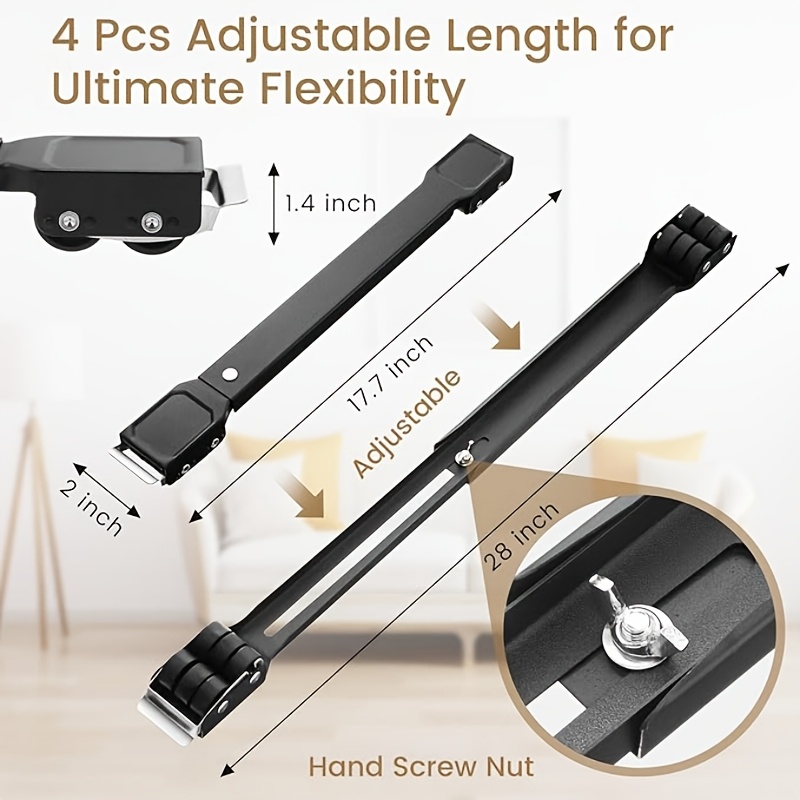 TEMU Special Casters For Washing Machines And Dryers, Heavy-duty Pulleys Suitable For Kitchen Appliances, Extendable Up To 28 Inches, Compatible With
